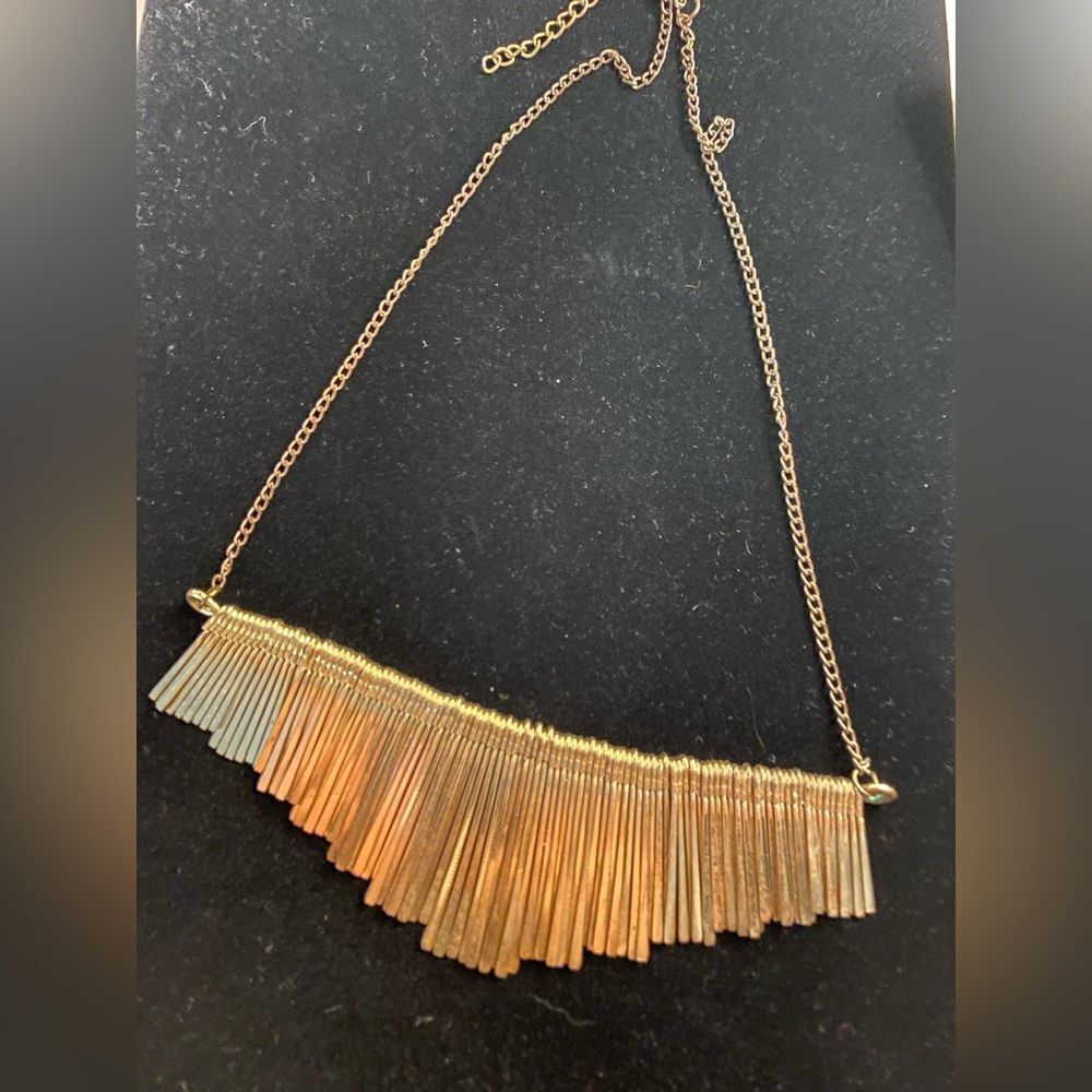 Minimalist Art Deco Style Golden Spike Necklace
